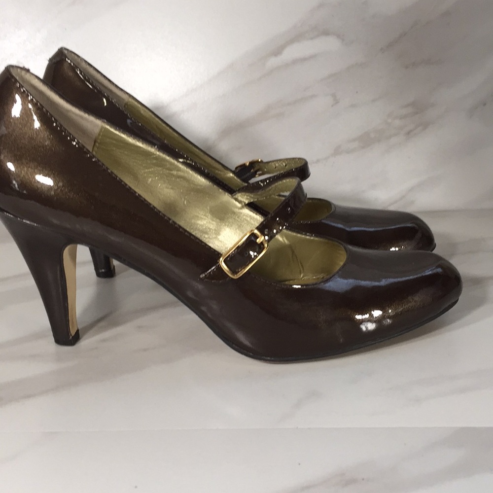 LIZ CLAIBORNE brown patent leather heels 8 1/2 M